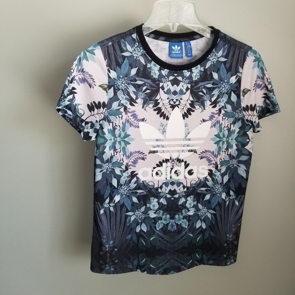 adidas blue floral shirt